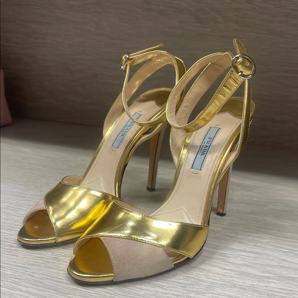 Prada Metallic Gold Heels